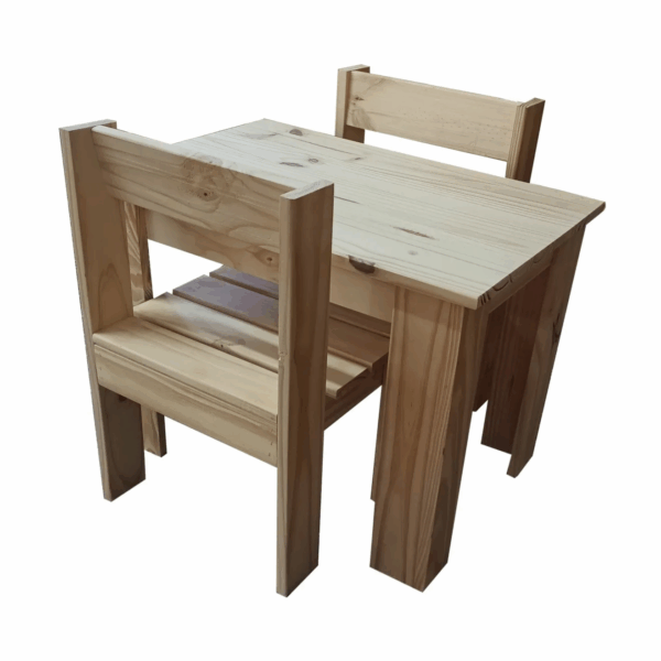 Mesa de Pino para Niños y 2 Sillas