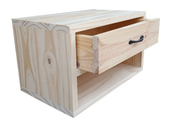 Mesa De Luz Flotante Rectangulo Con 1 Cajon En Pino - Imagen 2