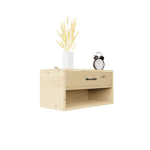 Mesa De Luz Flotante Rectangulo Con 1 Cajon En Pino