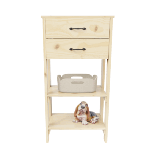 Mesa De Luz Rectangular Sommier 2 Estantes Y 2 Cajones