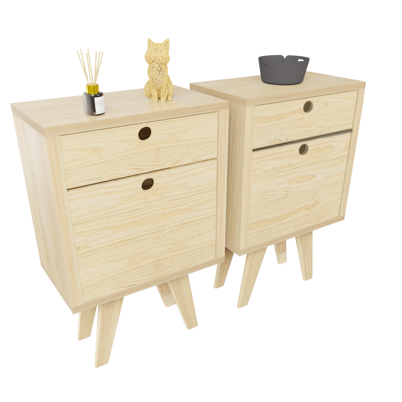 Mesa de Luz Vintage Pino con Puerta y Cajón