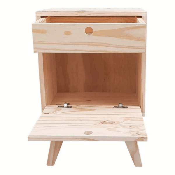Mesa de Luz Vintage Pino con Puerta y Cajón