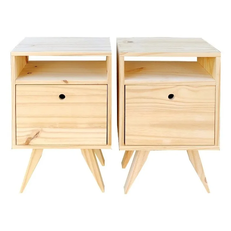 Mesa de Luz Vintage Pino con Puerta