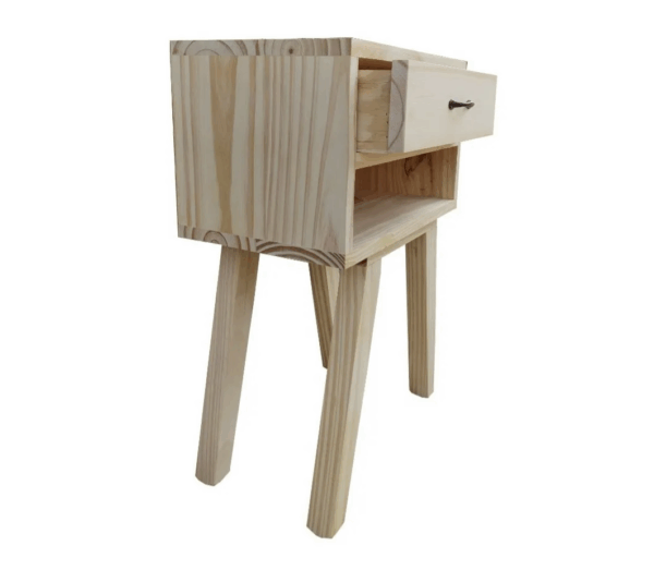 Mesa De Luz Retro Vintage Pino Cajon Herraje - Imagen 2