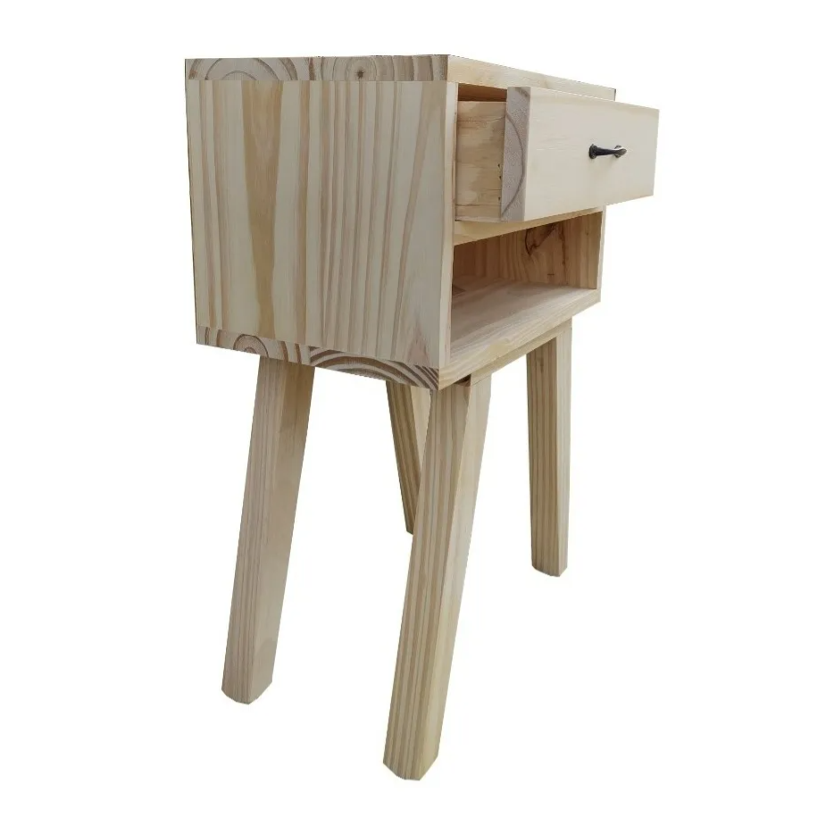 Mesa de Luz Retro vintage Pino con Cajón