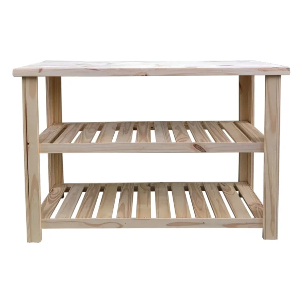 Mesa quesera 120cm ancho pino arrime desayunador 2 estantes
