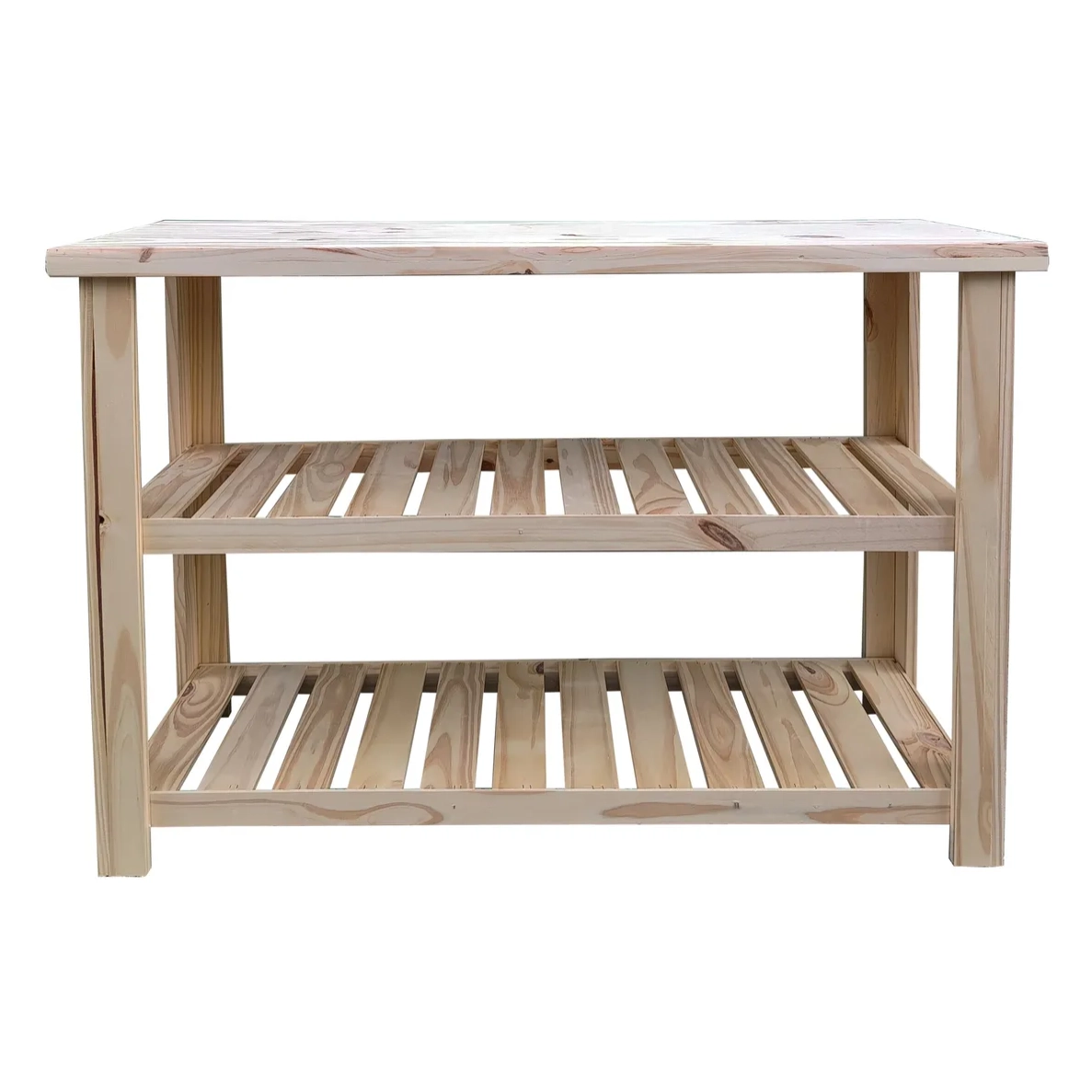 Mesa quesera 120cm ancho pino arrime desayunador 2 estantes