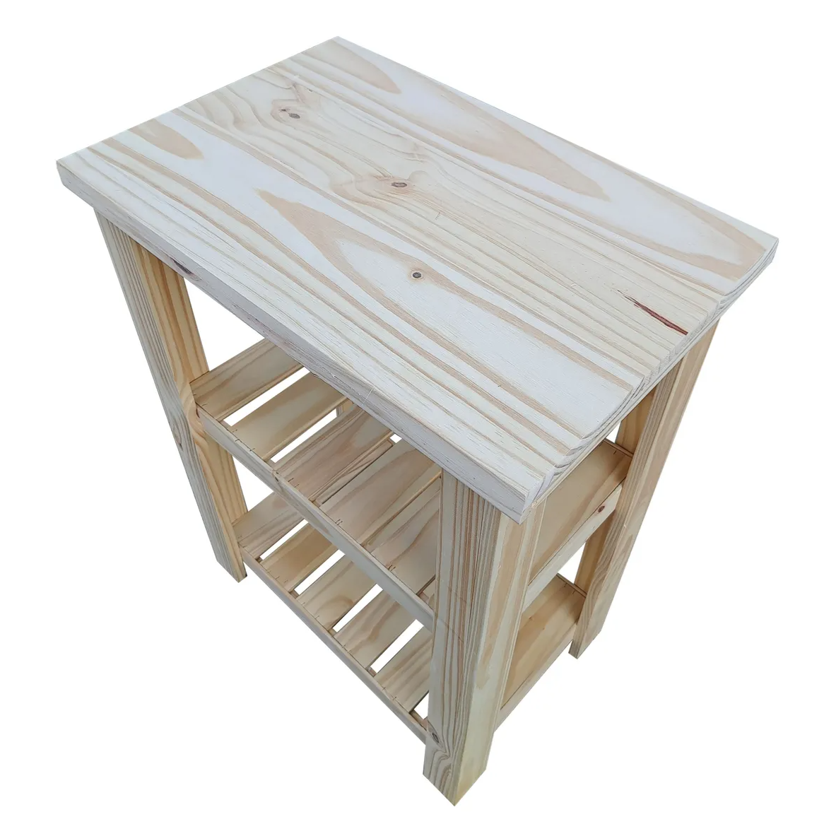 Mesa Quesera de Pino 60cm Desayunador 2 estantes Arrime