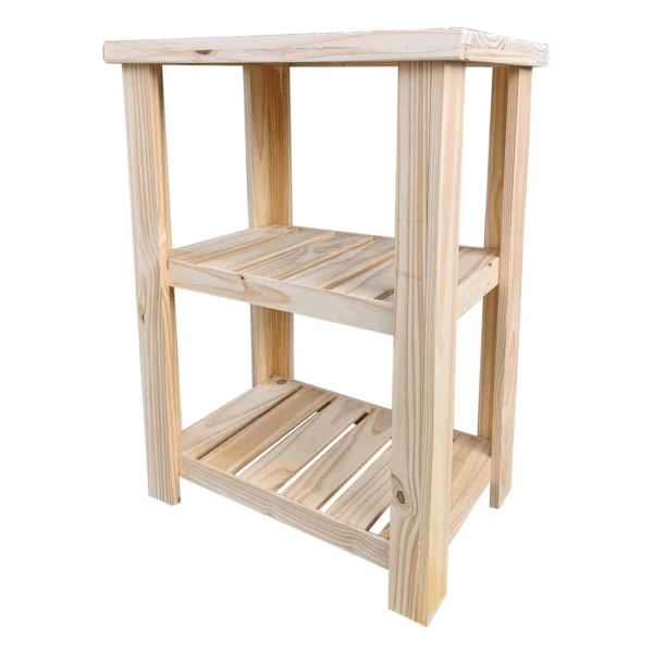 Mesa Quesera de Pino 60cm Desayunador 2 estantes Arrime