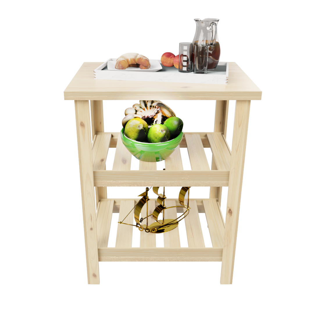 Mesa Quesera de Pino 60cm Desayunador 2 estantes Arrime