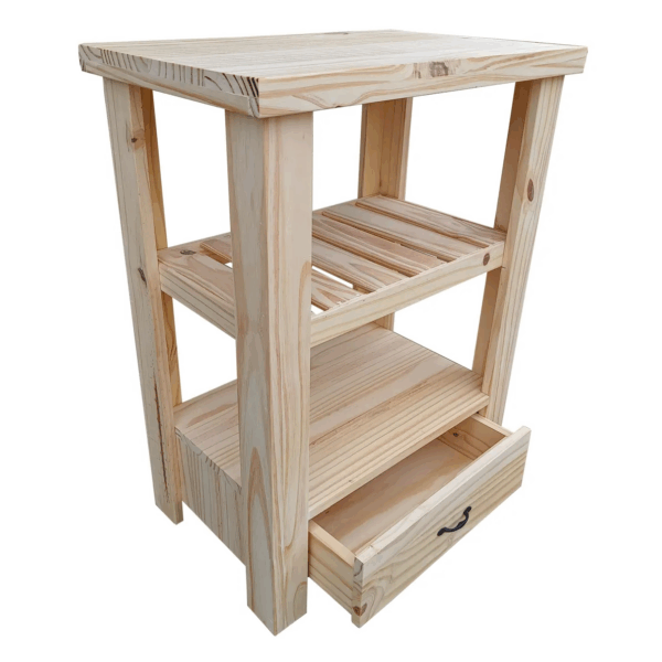 Mesa quesera arrime pino de 80cm de ancho con cajon debajo