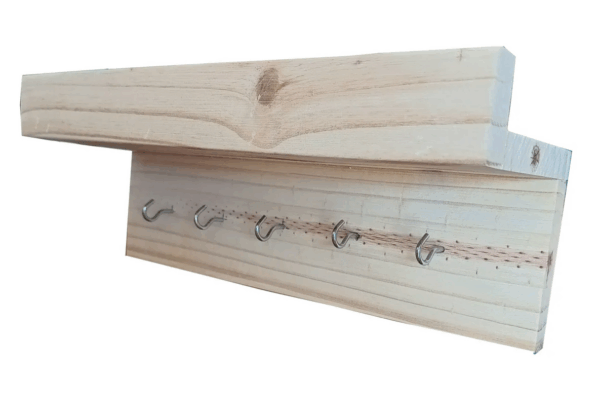 Recibidor De Pared Porta Llaves De Pino Con Estante Tipo J - Imagen 2