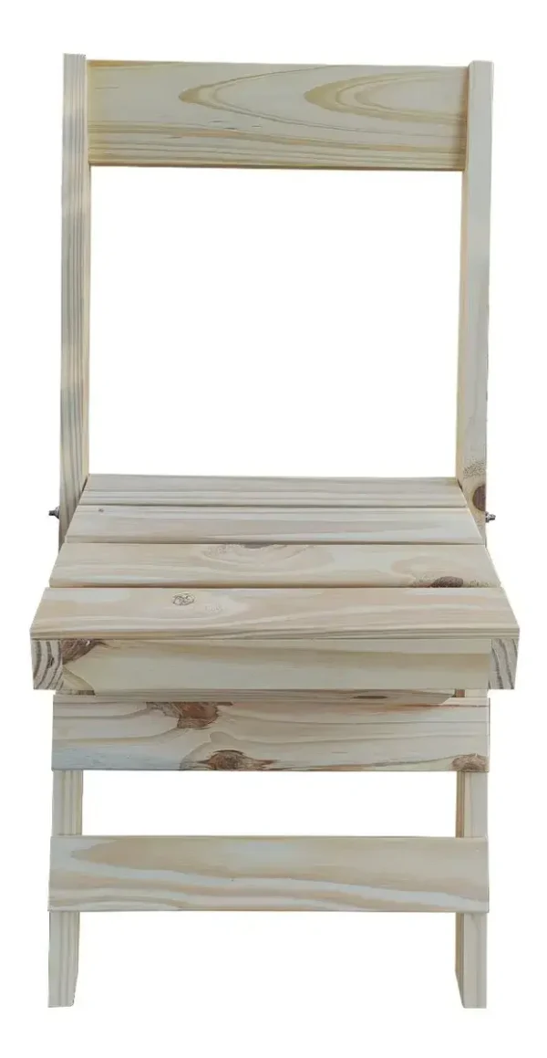 Silla Plegable Pino Madera Maciza Exterior E Interior Bar - Imagen 2