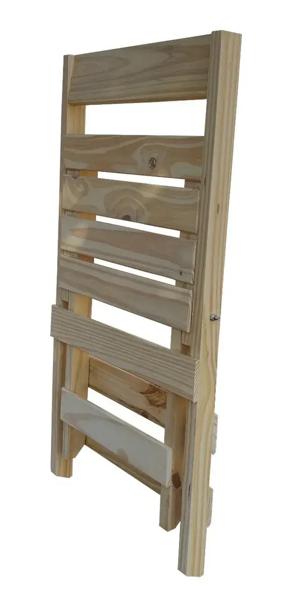 Silla Plegable Pino Madera Maciza Exterior E Interior Bar - Imagen 3