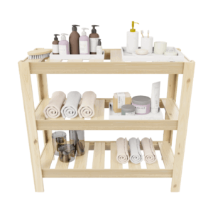 Toallero Organizador Estantería Baño 80cm Alto Alto Pino