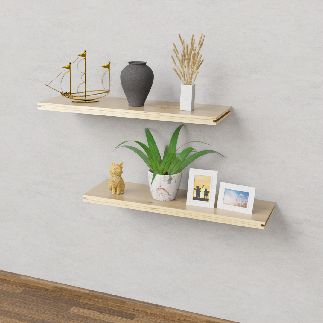 Estante flotante de pino mensula invisible 90cm Combo x2