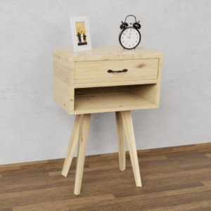 Mesa de Luz Retro vintage Pino con Cajón
