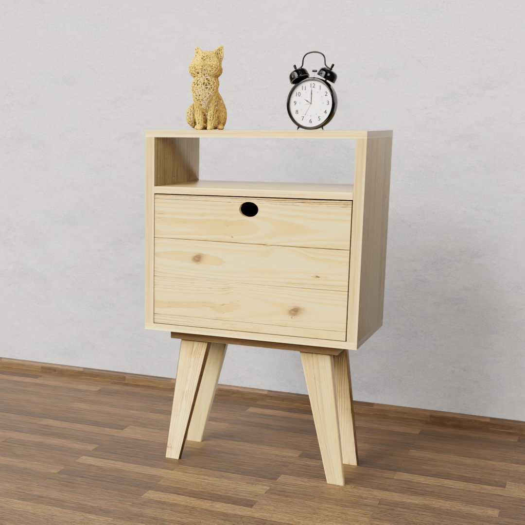 Mesa de Luz Vintage Pino con Puerta