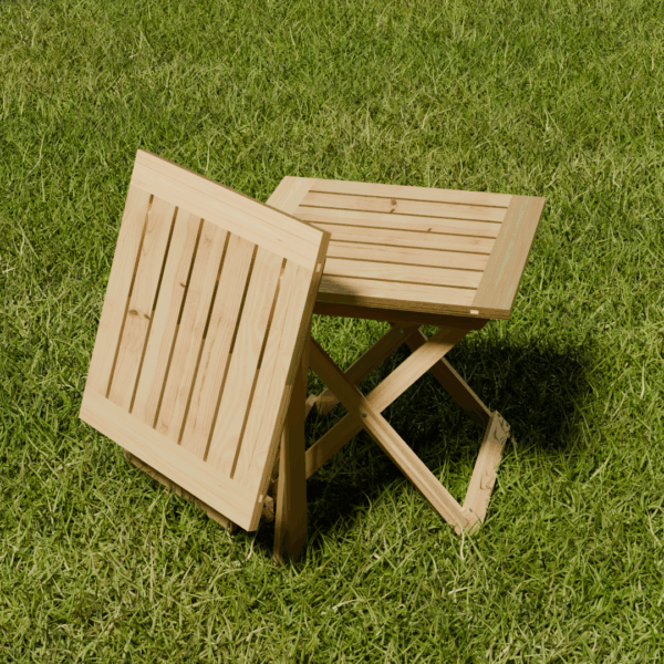 Mesa Plegable de Pino Madera Maciza 70x70 Jardín Interior y Bar Combo x2