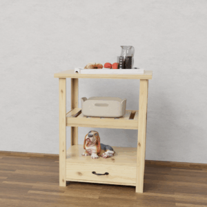 Mesa quesera arrime pino de 60cm de ancho con cajon debajo-2