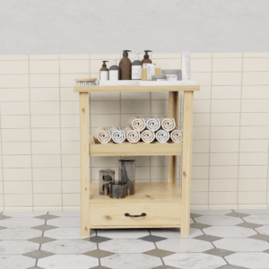 Vanitory de pino de 60cm de ancho con cajon debajo