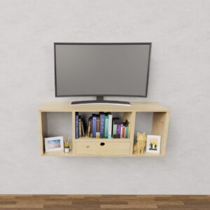 Estante Flotante Para Tv De Pino Mesa Rack Madera 120cm