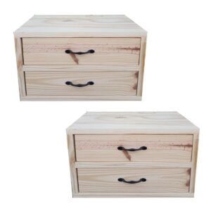 Combo Mesa De Luz Flotante Rectangular Con 2 Cajones x2u.