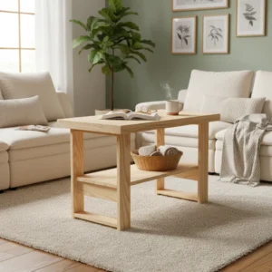 Mesa Ratona Escandinava Con Estante de Pino