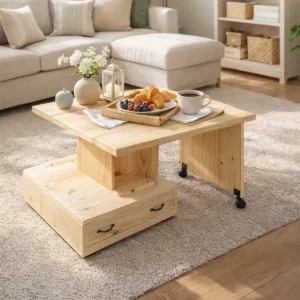 Mesa Ratona Giratoria Pino Natural